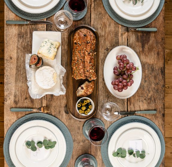 Overhead photograph of Mary Berry china